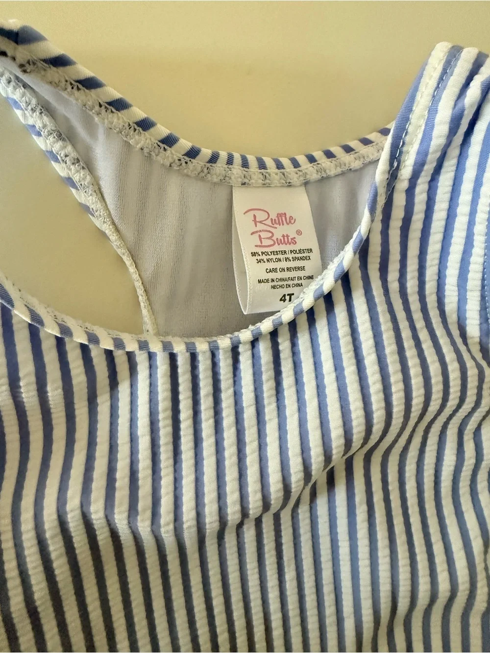 Ruffle Butts Blue & White Striped Peplum Tankini